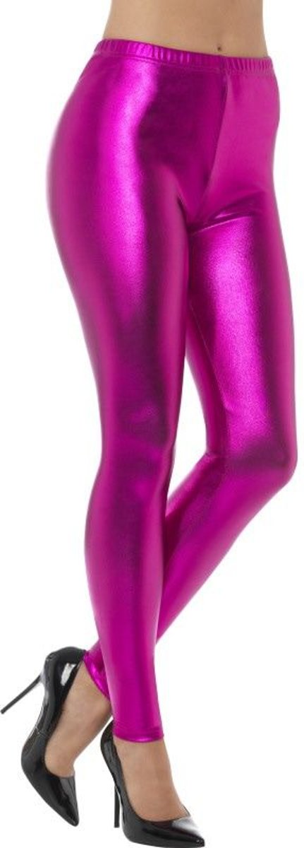 Jaren 80 & 90 Kostuum | Metallic Disco Legging Paars Vrouw | Large | Carnaval kostuum |  